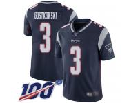 #3 Limited Stephen Gostkowski Navy Blue Football Home Men's Jersey New England Patriots Vapor Untouchable 100th Season