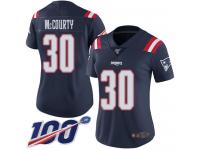 #30 Limited Jason McCourty Navy Blue Football Women's Jersey New England Patriots Rush Vapor Untouchable 100th Season