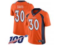 #30 Limited Terrell Davis Orange Football Home Youth Jersey Denver Broncos Vapor Untouchable 100th Season