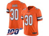 #30 Limited Terrell Davis Orange Football Men's Jersey Denver Broncos Rush Vapor Untouchable 100th Season