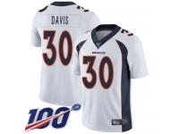 #30 Limited Terrell Davis White Football Road Men's Jersey Denver Broncos Vapor Untouchable 100th Season