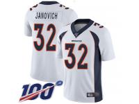 #32 Limited Andy Janovich White Football Road Men's Jersey Denver Broncos Vapor Untouchable 100th Season