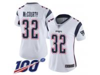 #32 Limited Devin McCourty White Football Road Women's Jersey New England Patriots Vapor Untouchable 100th Season