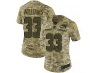 #33 Limited Joejuan Williams Camo Football Women's Jersey New England Patriots 2018 Salute to Service