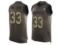 #33 Limited Joejuan Williams Green Football Men's Jersey New England Patriots Salute to Service Tank Top