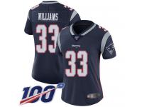 #33 Limited Joejuan Williams Navy Blue Football Home Women's Jersey New England Patriots Vapor Untouchable 100th Season