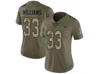 #33 Limited Joejuan Williams Olive Camo Football Women's Jersey New England Patriots 2017 Salute to Service