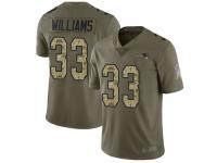 #33 Limited Joejuan Williams Olive Camo Football Youth Jersey New England Patriots 2017 Salute to Service