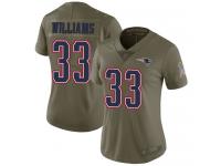 #33 Limited Joejuan Williams Olive Football Women's Jersey New England Patriots 2017 Salute to Service