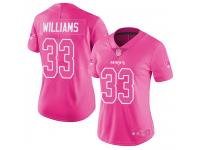 #33 Limited Joejuan Williams Pink Football Women's Jersey New England Patriots Rush Fashion