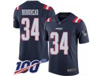 #34 Limited Rex Burkhead Navy Blue Football Men's Jersey New England Patriots Rush Vapor Untouchable 100th Season