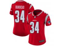 #34 Limited Rex Burkhead Red Football Women's Jersey New England Patriots Inverted Legend