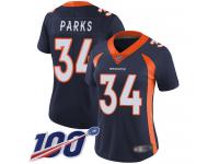 #34 Limited Will Parks Navy Blue Football Alternate Women's Jersey Denver Broncos Vapor Untouchable 100th Season