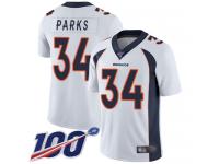 #34 Limited Will Parks White Football Road Youth Jersey Denver Broncos Vapor Untouchable 100th Season