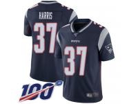 #37 Limited Damien Harris Navy Blue Football Home Men's Jersey New England Patriots Vapor Untouchable 100th Season