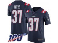 #37 Limited Damien Harris Navy Blue Football Men's Jersey New England Patriots Rush Vapor Untouchable 100th Season