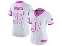 #37 Limited Damien Harris White Pink Football Women's Jersey New England Patriots Rush Fashion