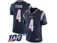 #4 Limited Jarrett Stidham Navy Blue Football Home Men's Jersey New England Patriots Vapor Untouchable 100th Season