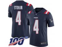 #4 Limited Jarrett Stidham Navy Blue Football Men's Jersey New England Patriots Rush Vapor Untouchable 100th Season