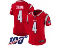 #4 Limited Jarrett Stidham Red Football Women's Jersey New England Patriots Inverted Legend 100th Season