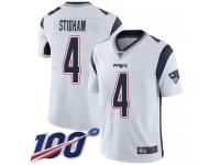 #4 Limited Jarrett Stidham White Football Road Men's Jersey New England Patriots Vapor Untouchable 100th Season