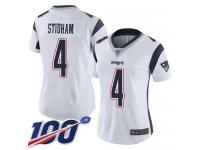 #4 Limited Jarrett Stidham White Football Road Women's Jersey New England Patriots Vapor Untouchable 100th Season