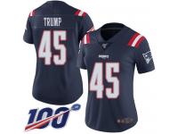 #45 Limited Donald Trump Navy Blue Football Women's Jersey New England Patriots Rush Vapor Untouchable 100th Season