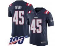 #45 Limited Donald Trump Navy Blue Football Youth Jersey New England Patriots Rush Vapor Untouchable 100th Season