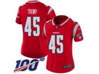 #45 Limited Donald Trump Red Football Women's Jersey New England Patriots Inverted Legend 100th Season