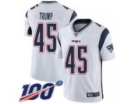 #45 Limited Donald Trump White Football Road Youth Jersey New England Patriots Vapor Untouchable 100th Season