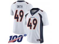 #49 Limited Dennis Smith White Football Road Men's Jersey Denver Broncos Vapor Untouchable 100th Season