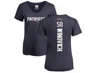 #50 Chase Winovich Navy Blue Football Backer Women's New England Patriots T-Shirt