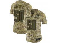 #50 Limited Chase Winovich Camo Football Women's Jersey New England Patriots 2018 Salute to Service