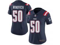 #50 Limited Chase Winovich Navy Blue Football Women's Jersey New England Patriots Rush Vapor Untouchable