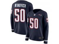 #50 Limited Chase Winovich Navy Blue Football Women's Jersey New England Patriots Therma Long Sleeve