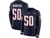 #50 Limited Chase Winovich Navy Blue Football Youth Jersey New England Patriots Therma Long Sleeve