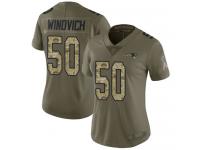 #50 Limited Chase Winovich Olive Camo Football Women's Jersey New England Patriots 2017 Salute to Service