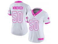 #50 Limited Chase Winovich White Pink Football Women's Jersey New England Patriots Rush Fashion