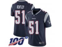 #51 Limited Ja'Whaun Bentley Navy Blue Football Home Youth Jersey New England Patriots Vapor Untouchable 100th Season