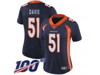 #51 Limited Todd Davis Navy Blue Football Alternate Women's Jersey Denver Broncos Vapor Untouchable 100th Season