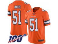 #51 Limited Todd Davis Orange Football Youth Jersey Denver Broncos Rush Vapor Untouchable 100th Season