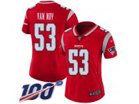 #53 Limited Kyle Van Noy Red Football Women's Jersey New England Patriots Inverted Legend 100th Season