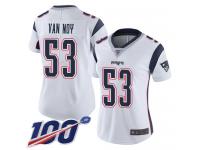 #53 Limited Kyle Van Noy White Football Road Women's Jersey New England Patriots Vapor Untouchable 100th Season