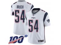 #54 Limited Tedy Bruschi White Football Road Youth Jersey New England Patriots Vapor Untouchable 100th Season