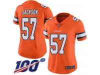 #57 Limited Tom Jackson Orange Football Women's Jersey Denver Broncos Rush Vapor Untouchable 100th Season