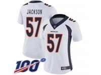 #57 Limited Tom Jackson White Football Road Women's Jersey Denver Broncos Vapor Untouchable 100th Season