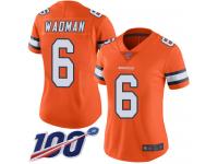 #6 Limited Colby Wadman Orange Football Women's Jersey Denver Broncos Rush Vapor Untouchable 100th Season