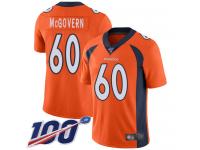 #60 Limited Connor McGovern Orange Football Home Youth Jersey Denver Broncos Vapor Untouchable 100th Season