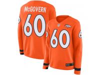 #60 Limited Connor McGovern Orange Football Women's Jersey Denver Broncos Therma Long Sleeve