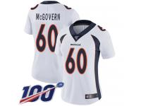 #60 Limited Connor McGovern White Football Road Women's Jersey Denver Broncos Vapor Untouchable 100th Season